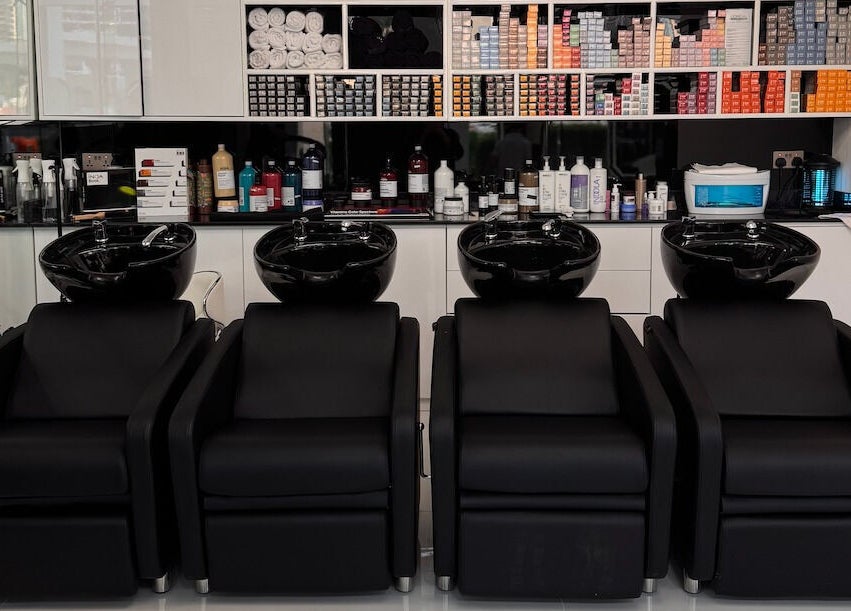 Luxurious hair wash stations at Lul Beauty Salon, offering premium services in Dubai, Dubai, AE.