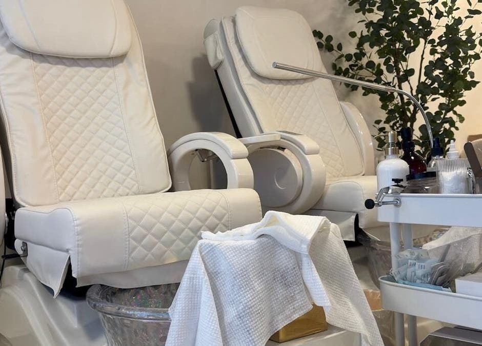 Cozy spa chairs at Brazilian Soul Beauty, London, England, GB, inviting relaxation and comfort.