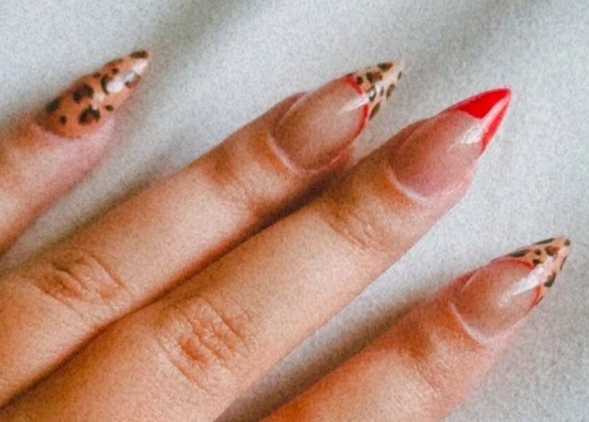 Elegant nail art with animal print at Beauty To Inspire, Boksburg, Gauteng, ZA.