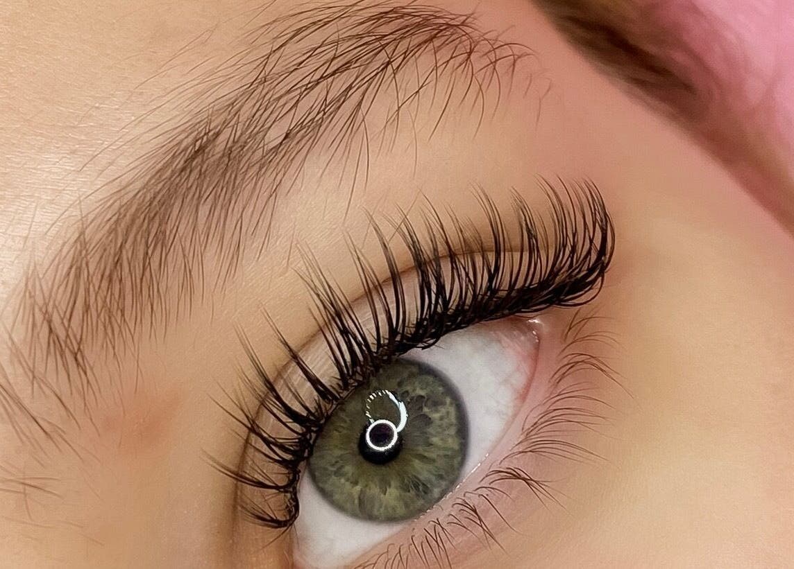Close-up of eyelash extensions at Carlene’s Lashes, Courtice, Ontario, CA. Stunning, natural look.