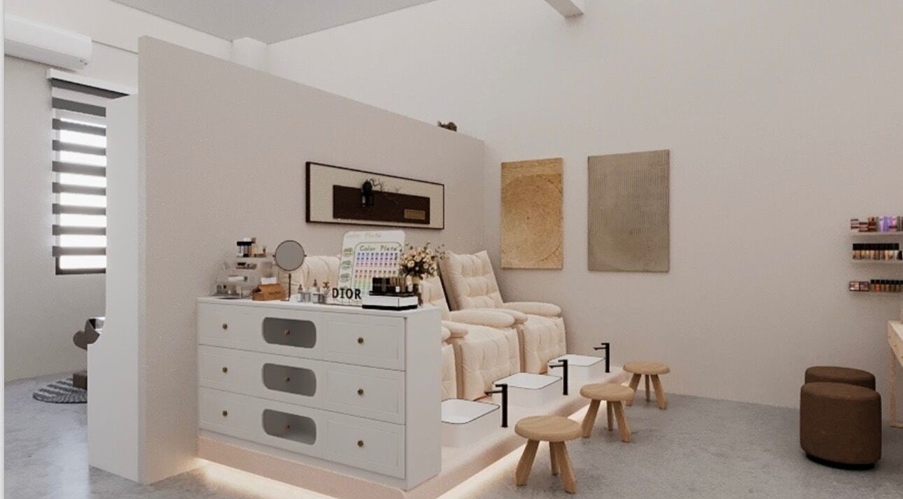 Elegant nail salon interior at De Frame Hair & Nail, Johor Bahru, Johor Darul Ta'zim, MY.