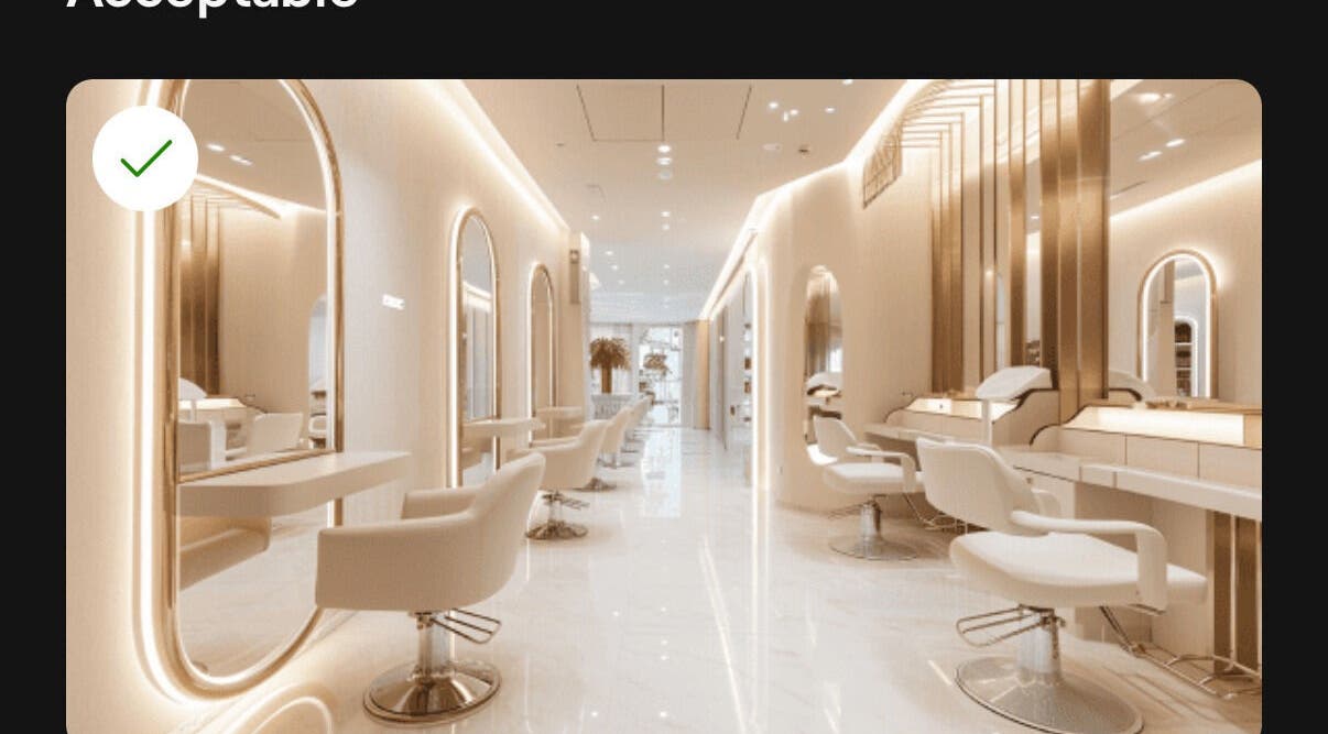 Elegant beauty salon interior at OWT Limited studios, Ibadan, Oyo, NG with chic white decor and modern chairs.