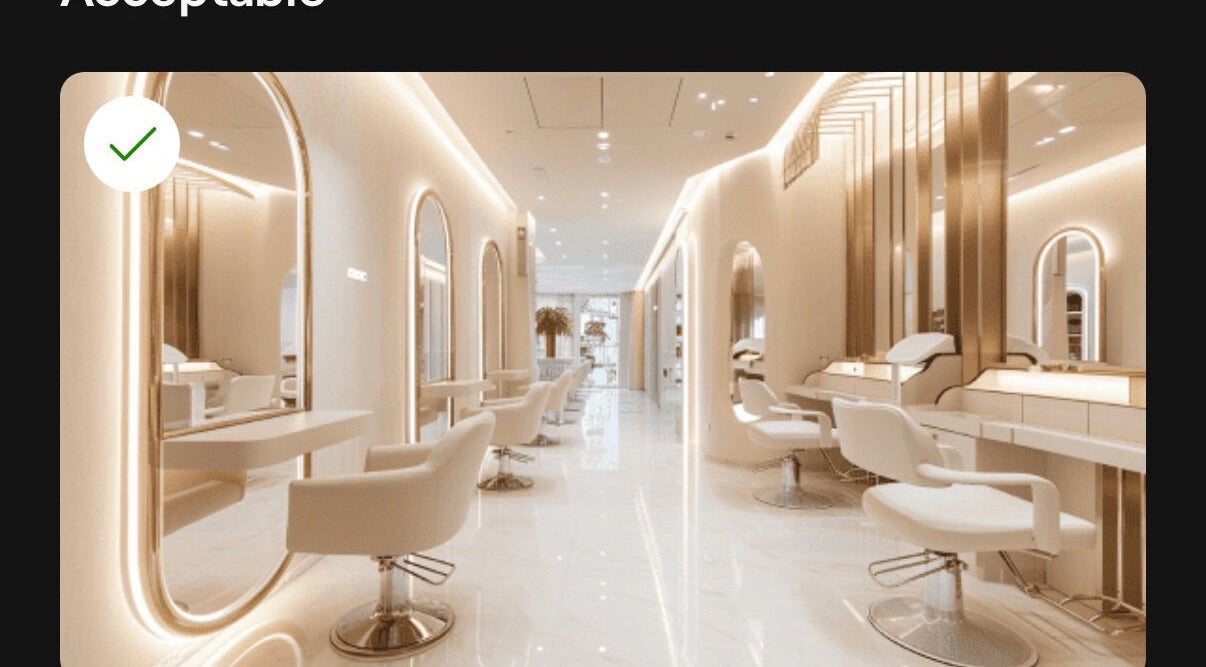 Elegant beauty salon interior at OWT Limited studios, Ibadan, Oyo, NG with chic white decor and modern chairs.