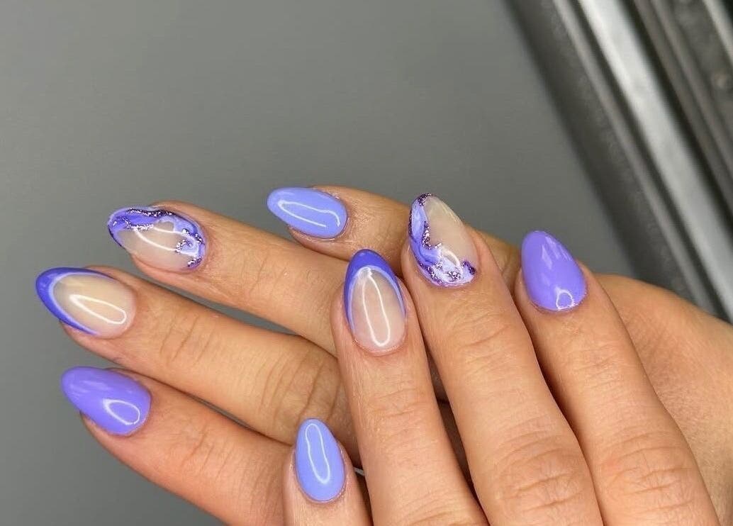 Stylish lavender nail art at Hampstead Medspa, London, England, GB. Discover unique beauty treatments.