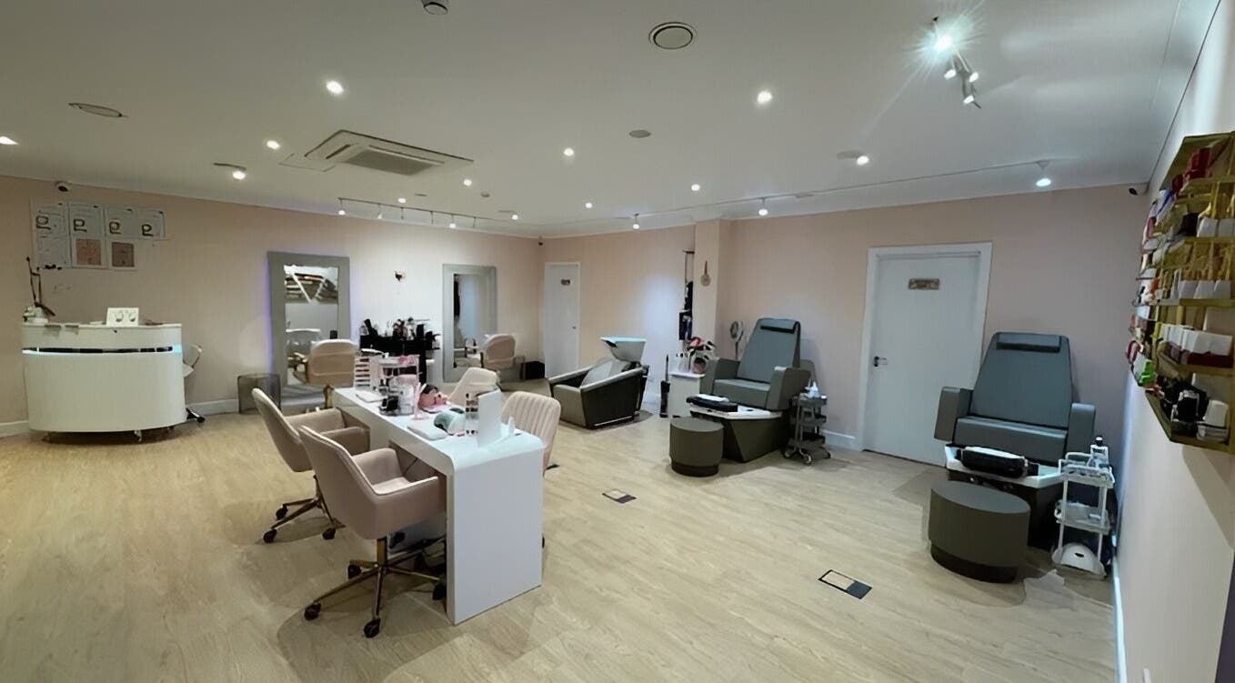 Relaxing interior of Hampstead Medspa in London, England, GB featuring plush chairs and modern decor.