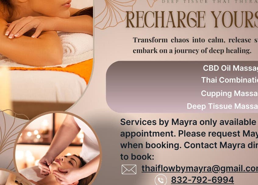 Tranquil massage services at Mayra Gama in Houston, Texas, US. Recharge and unwind with expert care.