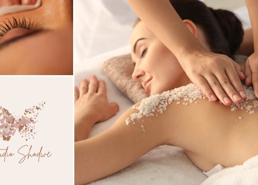 Relaxing spa treatment at Mayra Gama, Houston, Texas, US, featuring a gentle salt scrub massage.