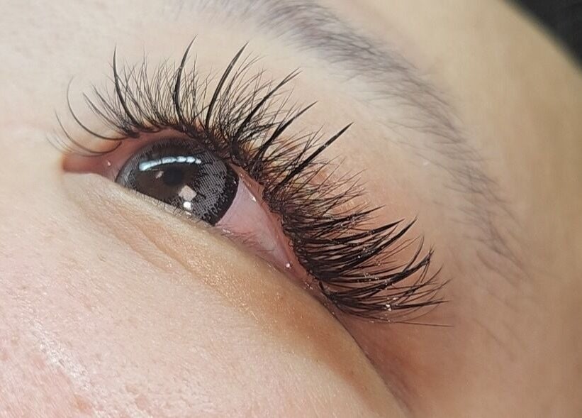 Close-up of fluttering lashes at Lash Envy in Oshkosh, Wisconsin, US.