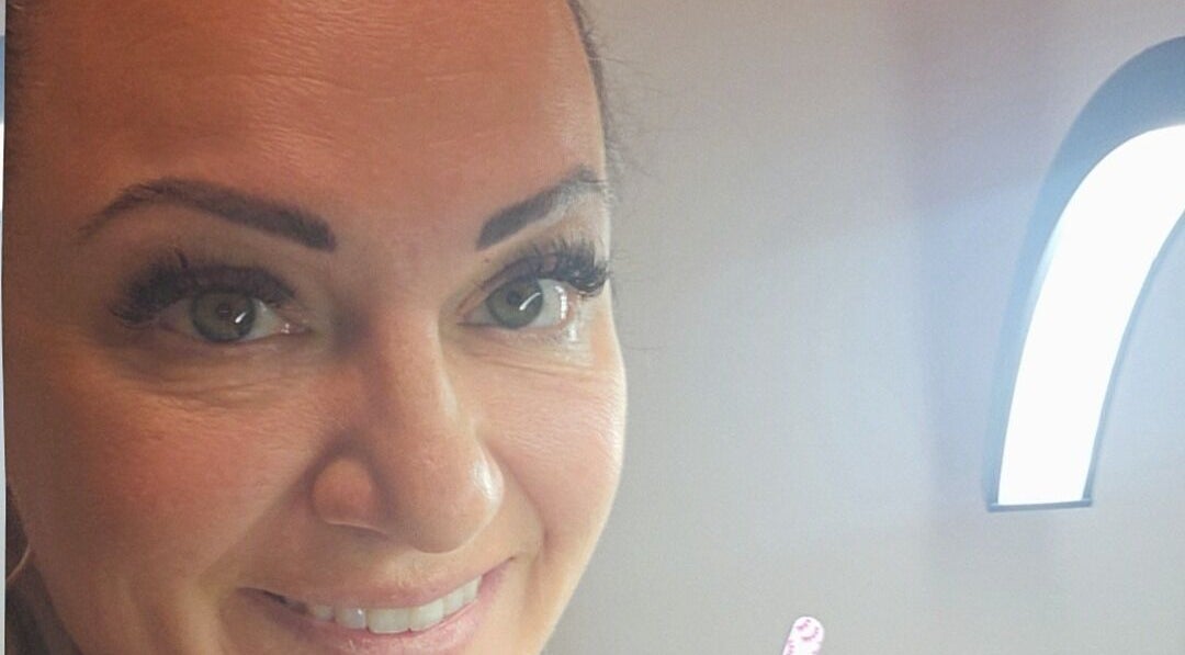 Close-up of a woman with styled lashes at Lash Envy, Oshkosh, Wisconsin, US.