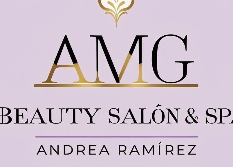Logotipo elegante de AMG Beauty Salon & SPA en Guadalajara, Jalisco, MX, destacando sofisticación.