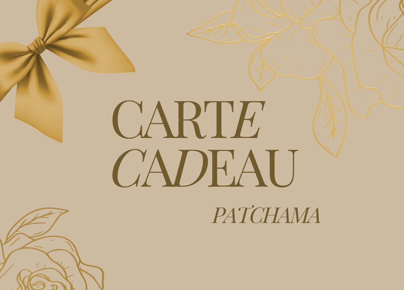 Elegant gift card design featuring gold ribbon for Patchama Bien Etre, Nice, Provence-alpes-côte D'azur, FR.