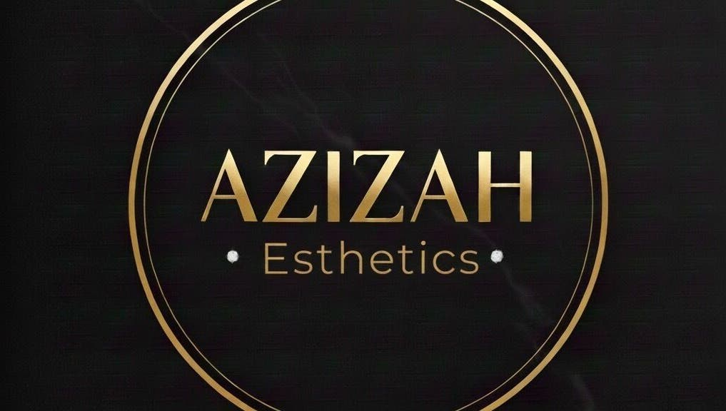 Gold Azizah Esthetics logo on black background, Melbourne, Victoria, AU.
