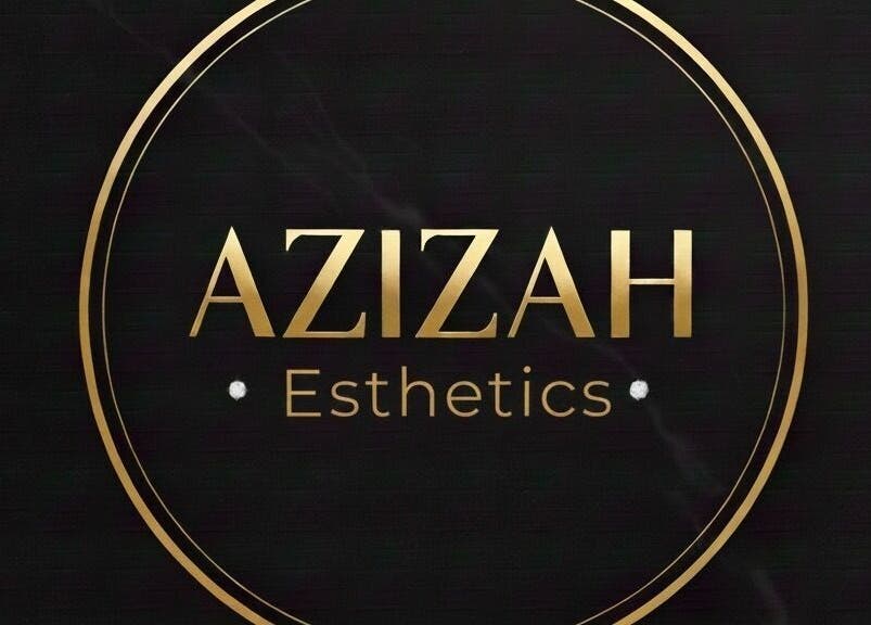 Gold Azizah Esthetics logo on black background, Melbourne, Victoria, AU.