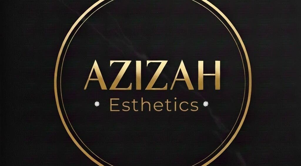 Gold Azizah Esthetics logo on black background, Melbourne, Victoria, AU.