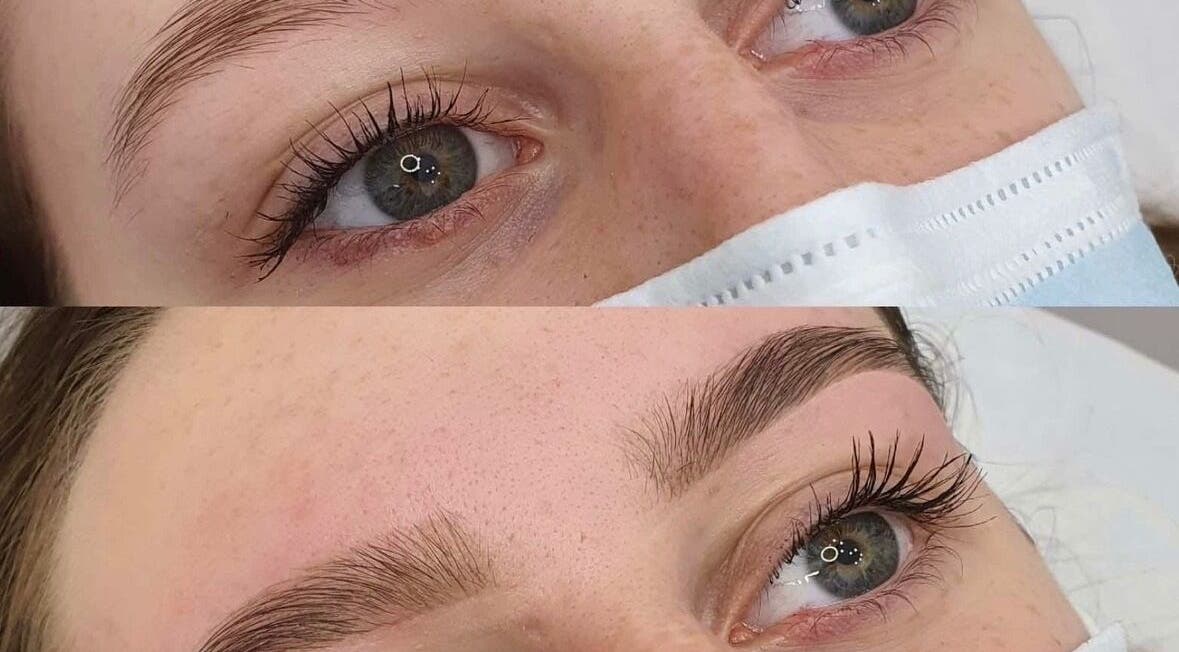 Brow transformation at Azizah Esthetics, Melbourne, Victoria, AU. Showcasing expert shaping and styling.