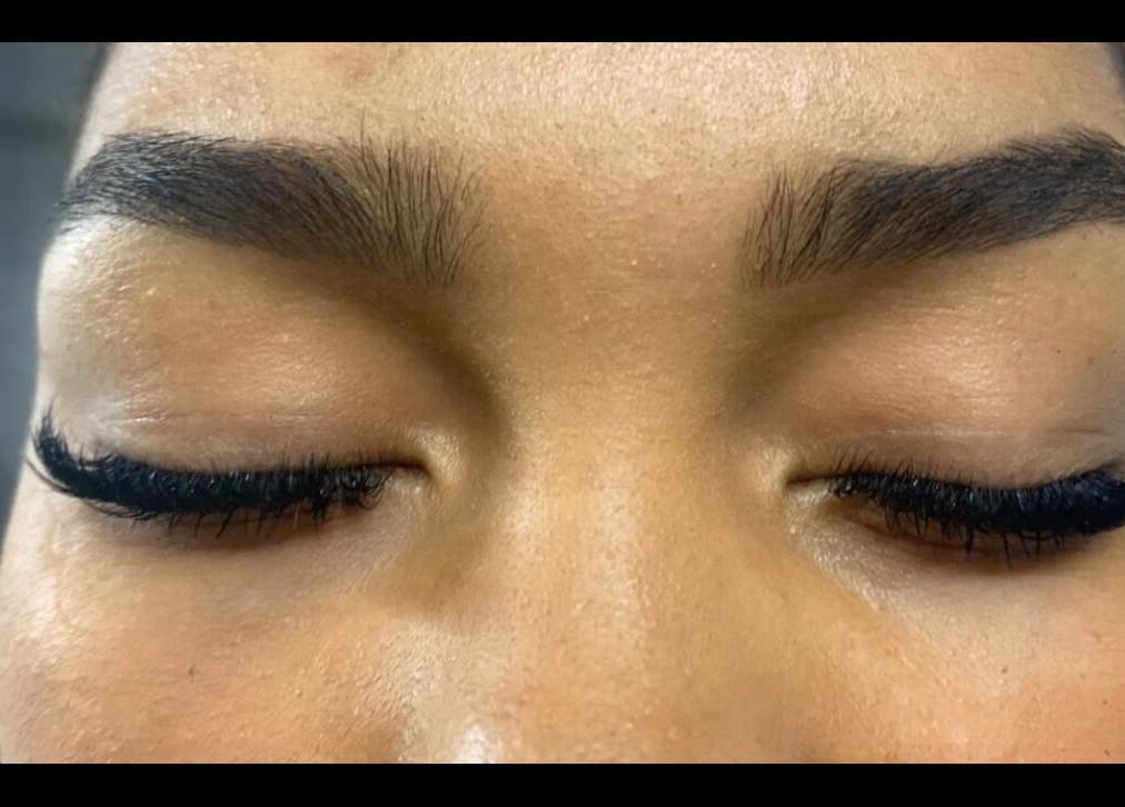Close-up of eyelash extensions at Lash Life llc., Delavan, Wisconsin, US.