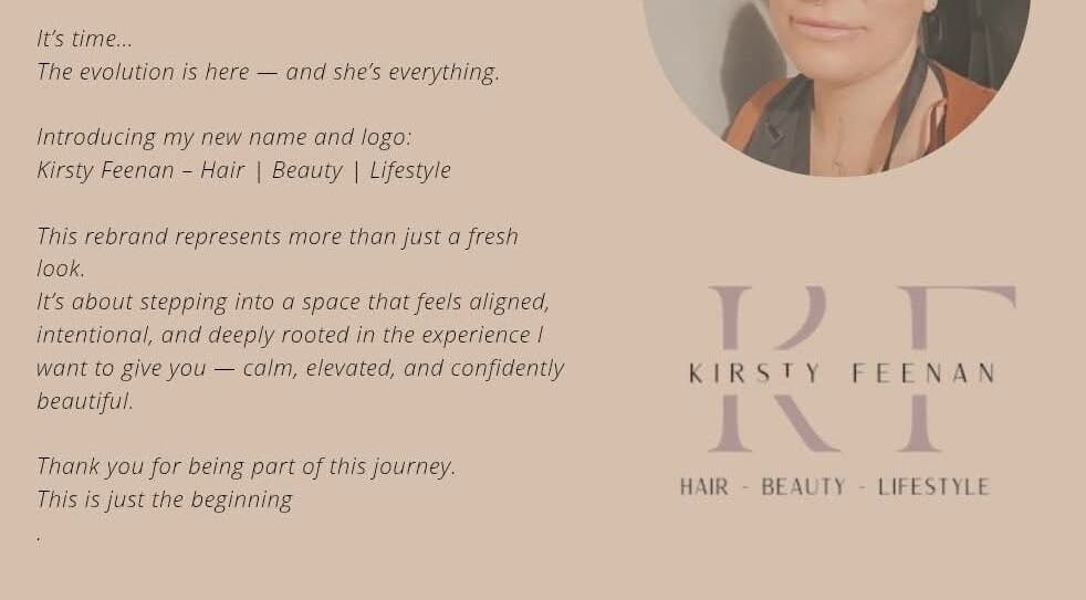 KF Hair Beauty Lifestyle rebrand announcement in Fleetwood, England, GB. Showcasing new brand logo and vision.