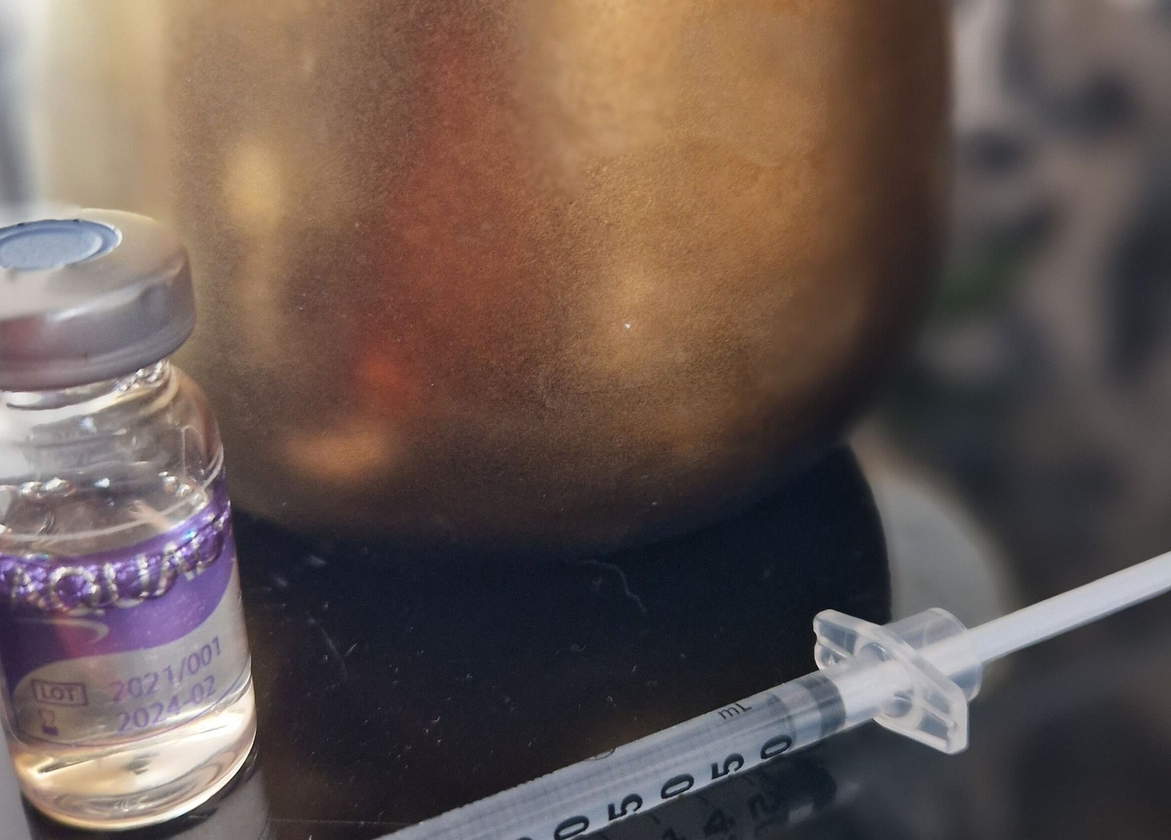 Serum and syringe at KF Hair Beauty Lifestyle, Fleetwood, England, GB.