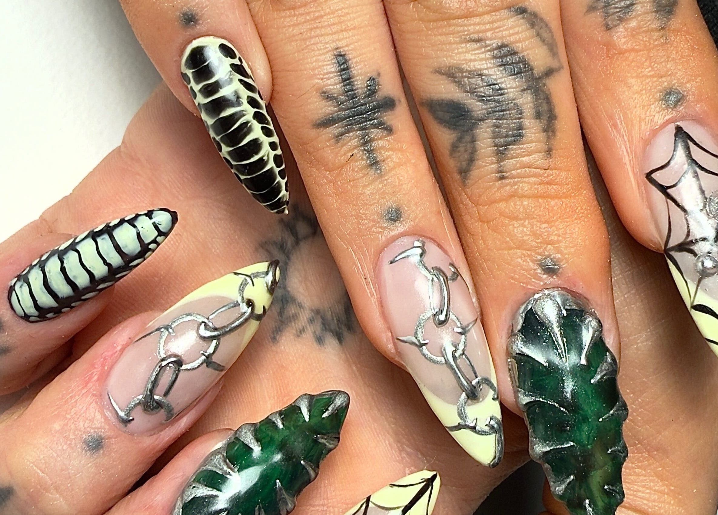 Creative nail art at Laurs Claws in Bedford, England, GB featuring intricate designs and unique styles.