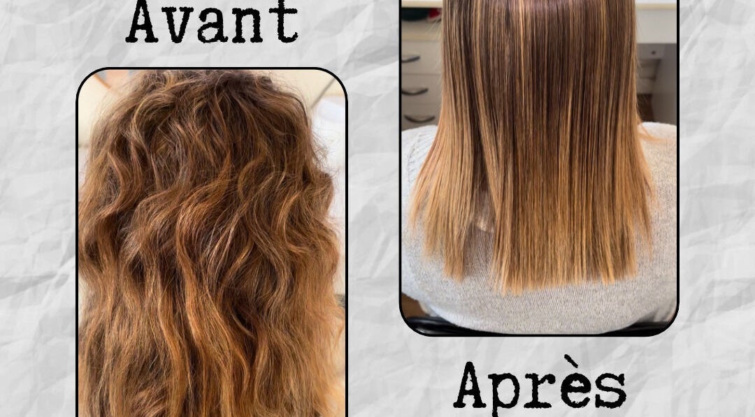 Cheveux avant et après traitement lissage à Lissage, La Cadière-d'Azur, Provence-Alpes-Côte d'Azur, FR.