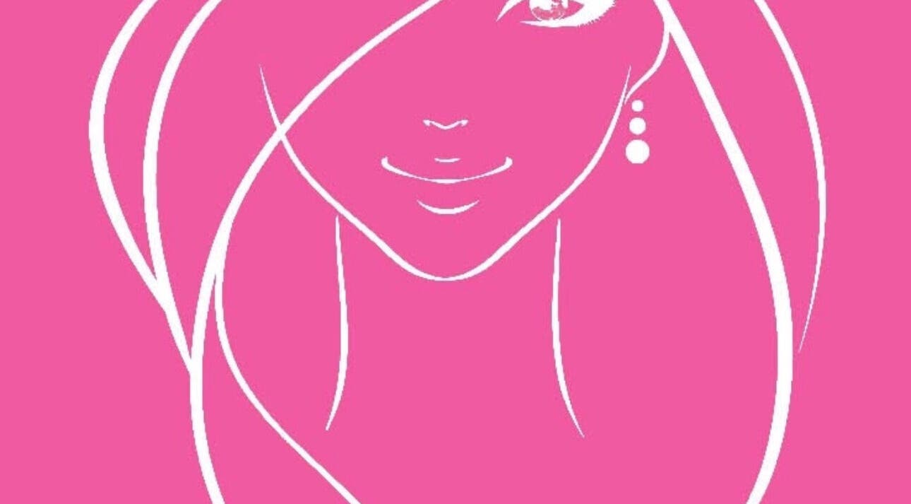 Illustration of stylized female face at Kebella Beauty Bath Street, Glasgow, Scotland, GB.