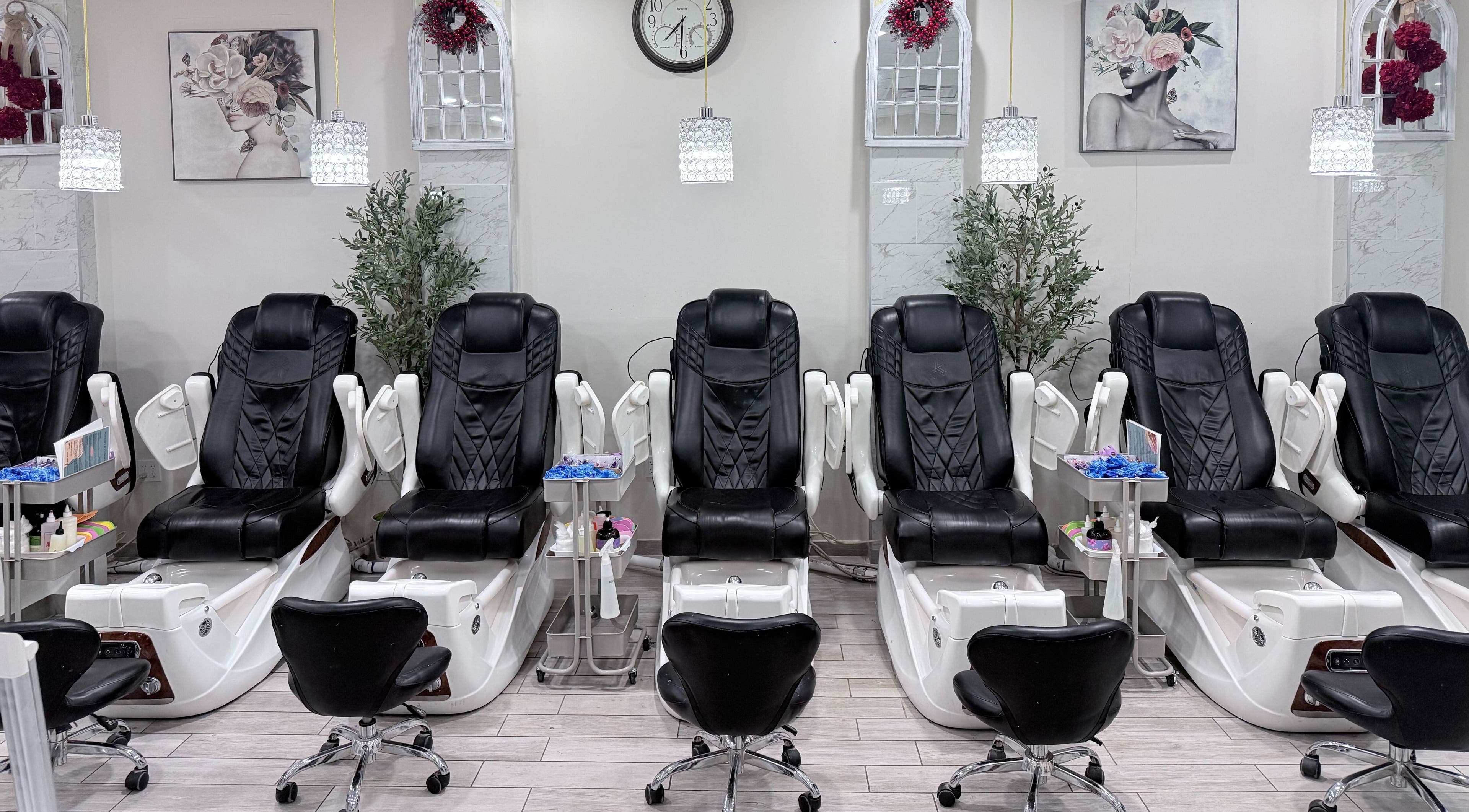 Luxurious pedicure chairs at Vip Nail Spa Columbia MD, Columbia, Maryland, US offering comfort and style.