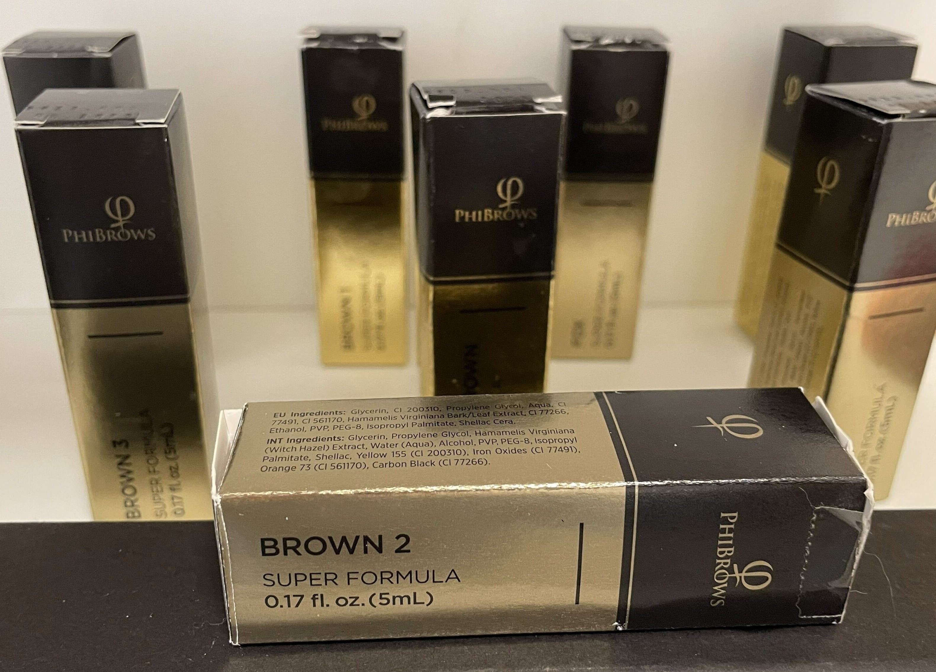 PhiBrows beauty products displayed at JVB Beauty & The Brows, Genève, Genève, CH.