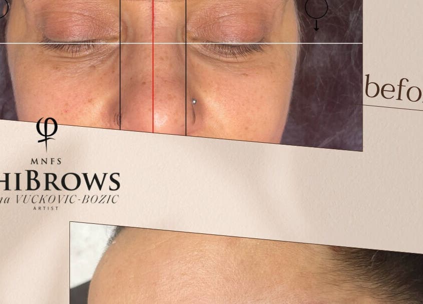 Before and after eyebrow design at JVB Beauty & The Brows, Genève, Genève, CH showcasing PhiBrows technique.