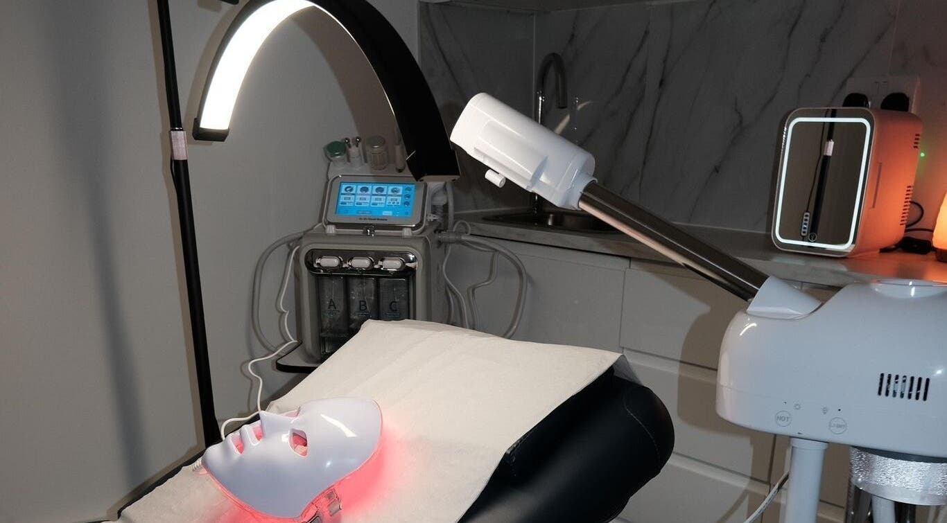 Advanced LED skincare treatment at Bare Skin Clinic, London, England, GB in a modern and serene setting.
