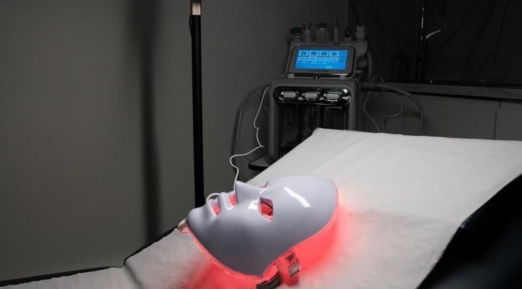 Advanced LED facial mask at Bare Skin Clinic, London, England, GB. Discover innovative skincare treatments.