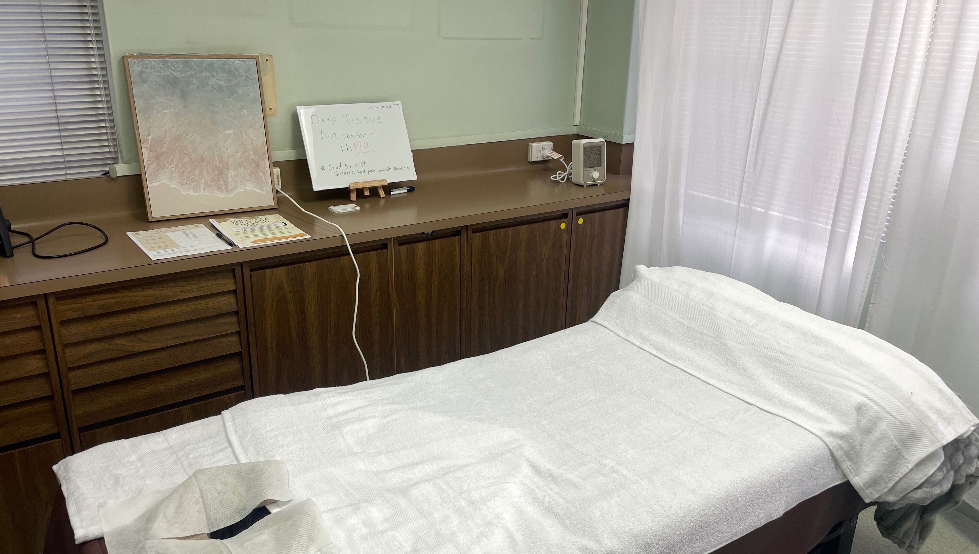 マッサージリコ、メルボルン、ビクトリア、AUの落ち着いた施術室。