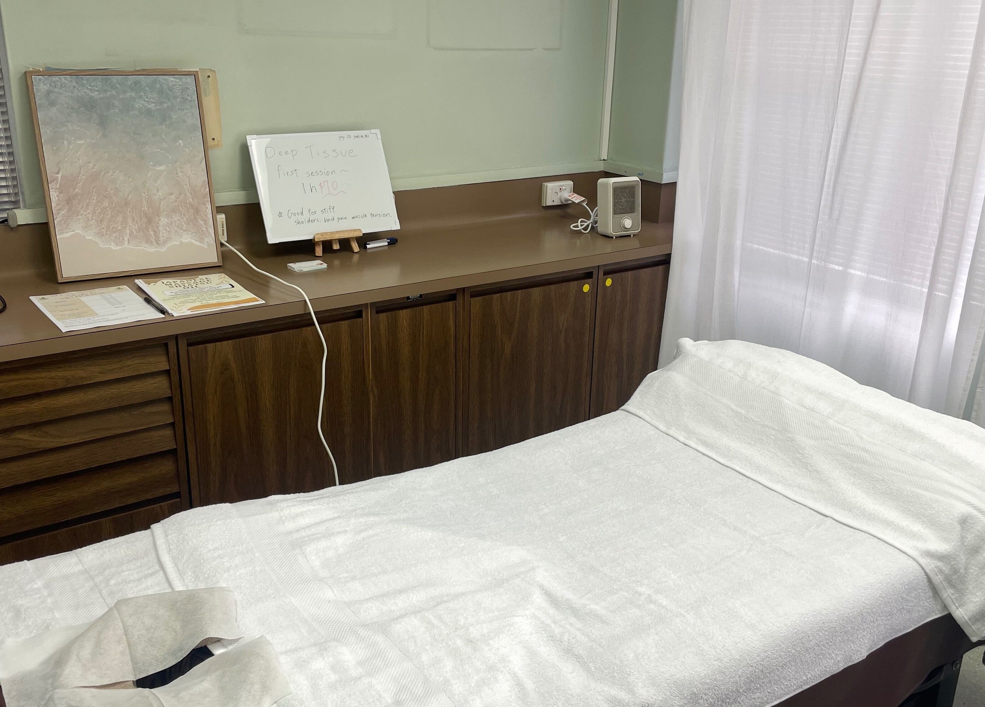 マッサージリコ、メルボルン、ビクトリア、AUの落ち着いた施術室。