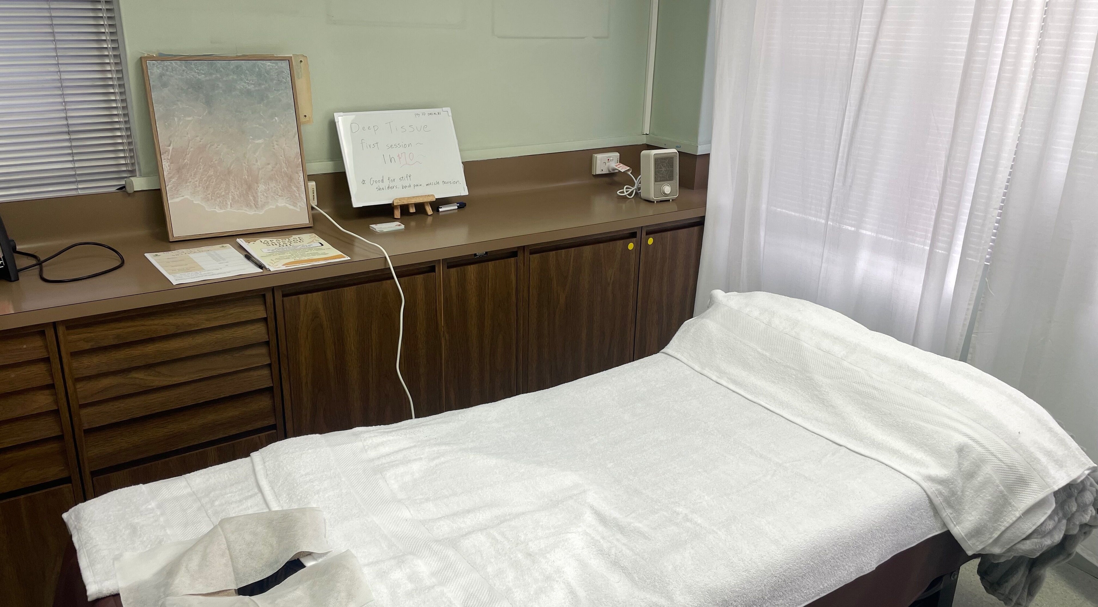 マッサージリコ、メルボルン、ビクトリア、AUの落ち着いた施術室。