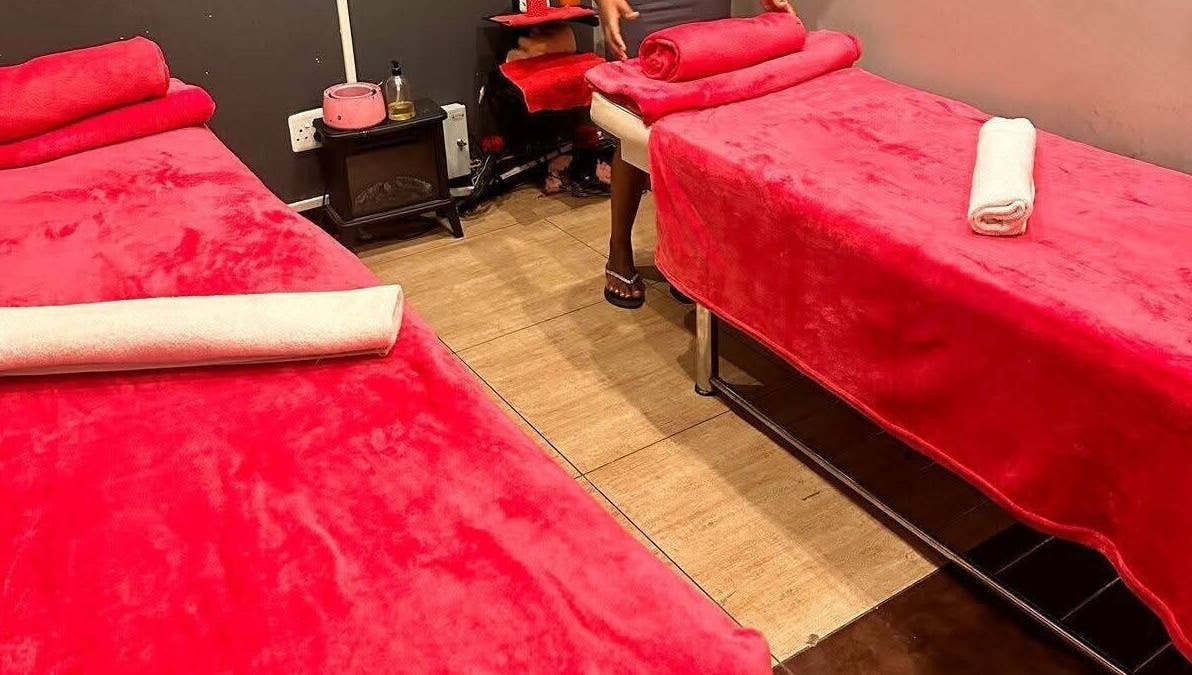Luxurious massage beds at OJ Beauty Spa, Johannesburg, Gauteng, ZA, inviting relaxation.