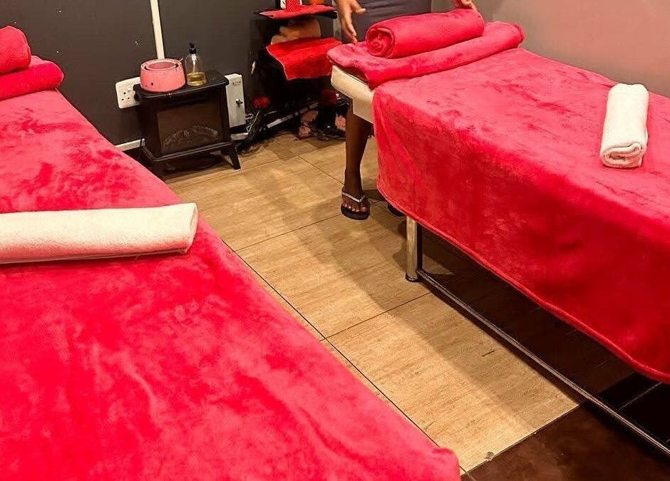 Luxurious massage beds at OJ Beauty Spa, Johannesburg, Gauteng, ZA, inviting relaxation.