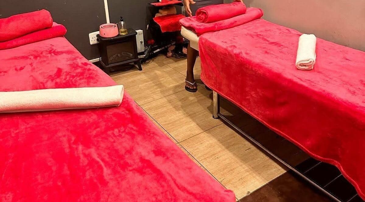Luxurious massage beds at OJ Beauty Spa, Johannesburg, Gauteng, ZA, inviting relaxation.