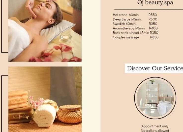Luxurious massage service at OJ Beauty Spa, Johannesburg, Gauteng, ZA. Relaxation and rejuvenation guaranteed.