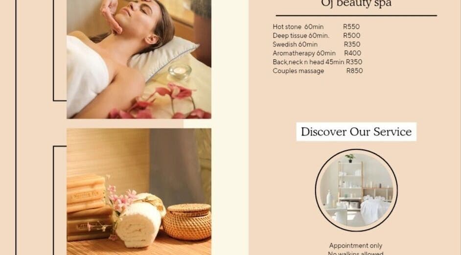 Luxurious massage service at OJ Beauty Spa, Johannesburg, Gauteng, ZA. Relaxation and rejuvenation guaranteed.