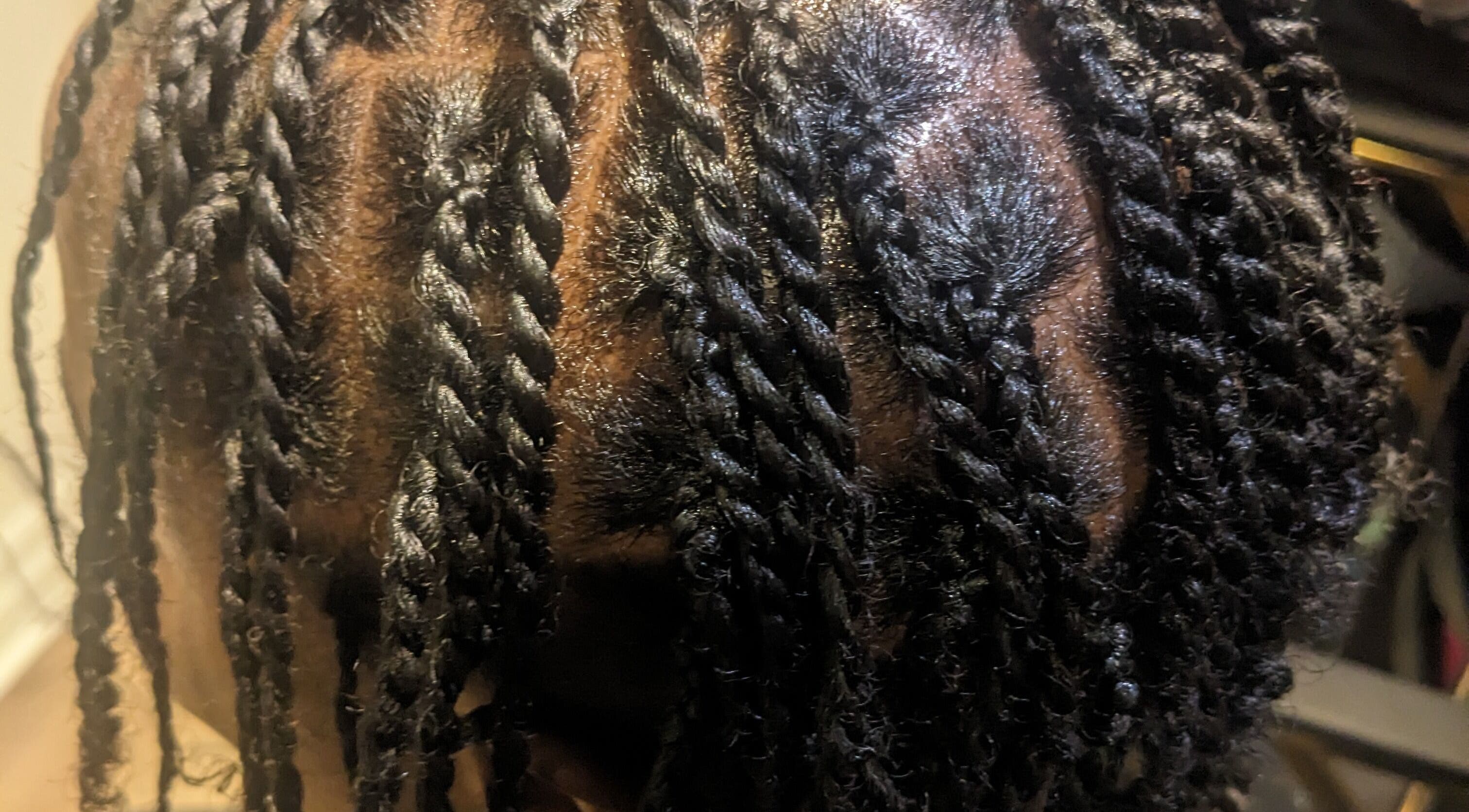 Coiffure tressée réalisée à Tresses Express inc., Montréal, Québec, CA. Brillantes et bien définies.