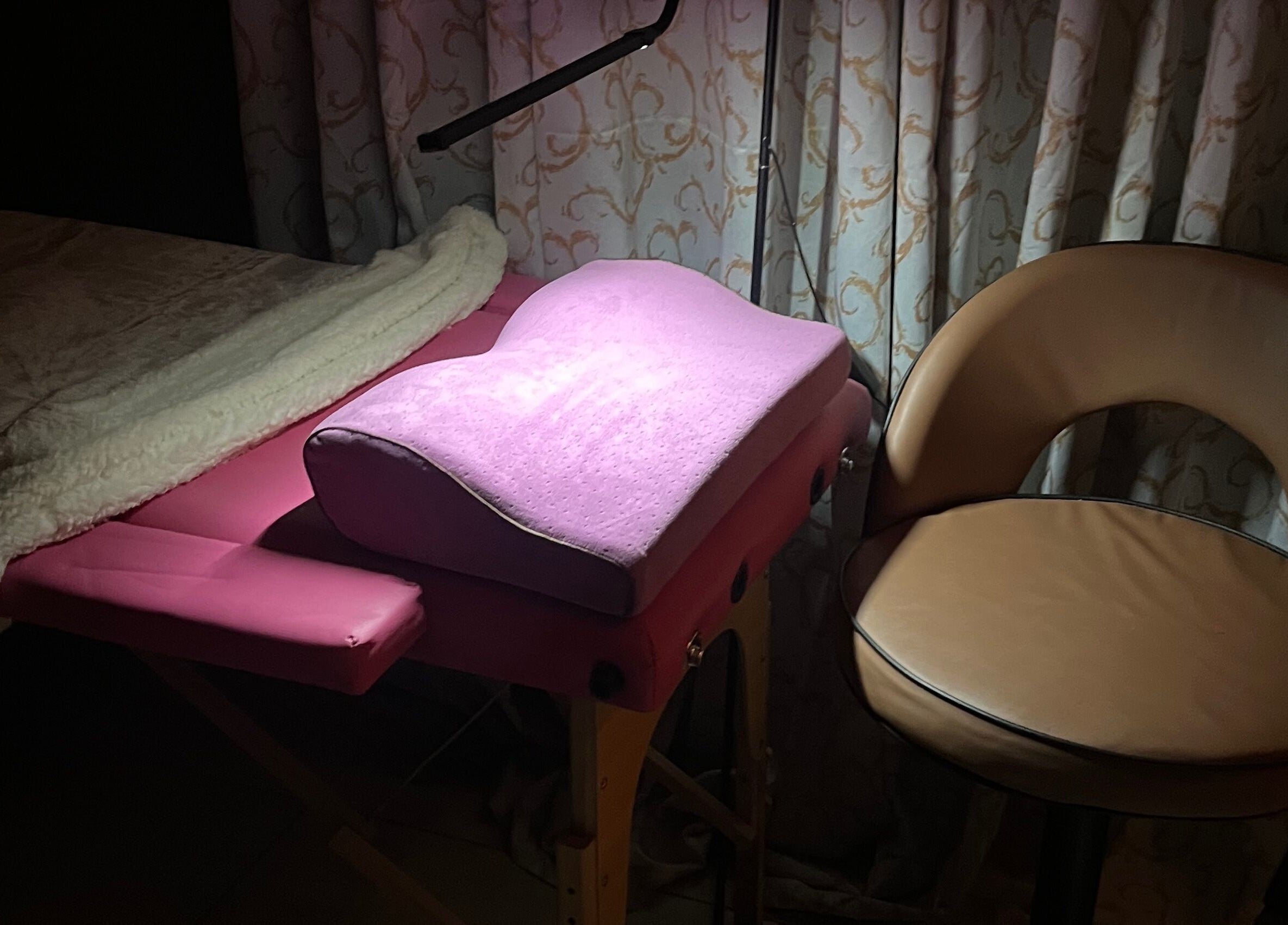 Massage table and chair setup at Shean’s Beauty Essentials, Tunapuna/Piarco Regional Corporation, TT.