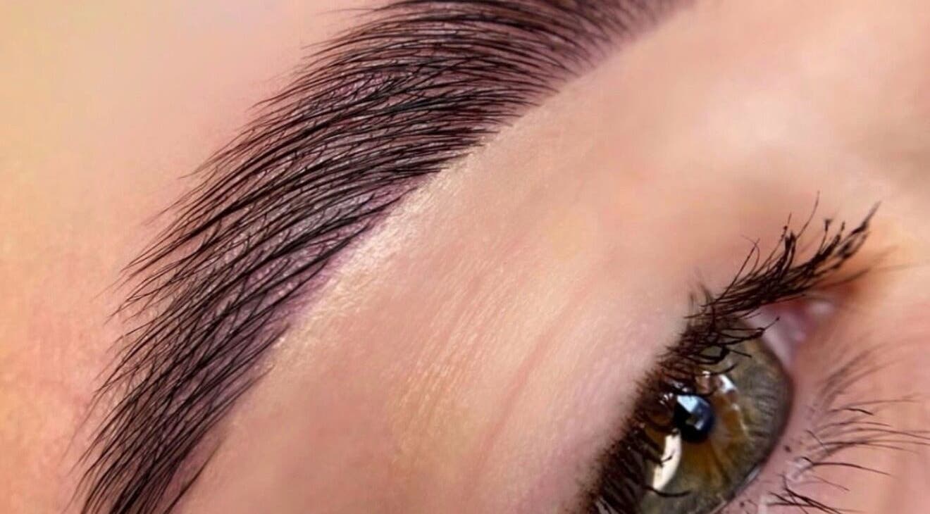 Close-up of expertly shaped eyebrow at Beauty by Yulia, Cwmbran, Wales, GB.