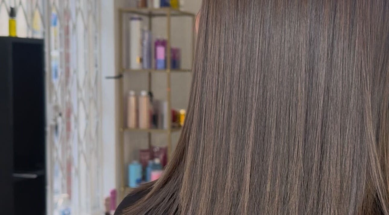 Sleek, straightened hair after a keratin treatment at Keratin House in Littlehampton, England, GB.