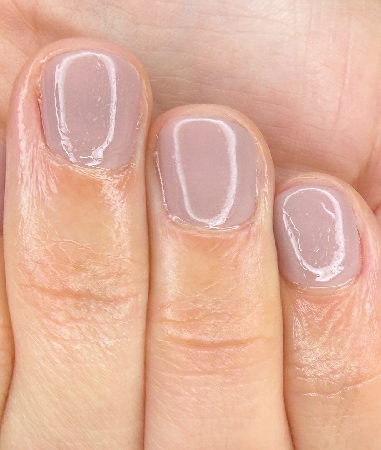 Close-up of freshly manicured nails at The Balcony, Sowerby Bridge, England, GB showcasing elegant glossy polish.