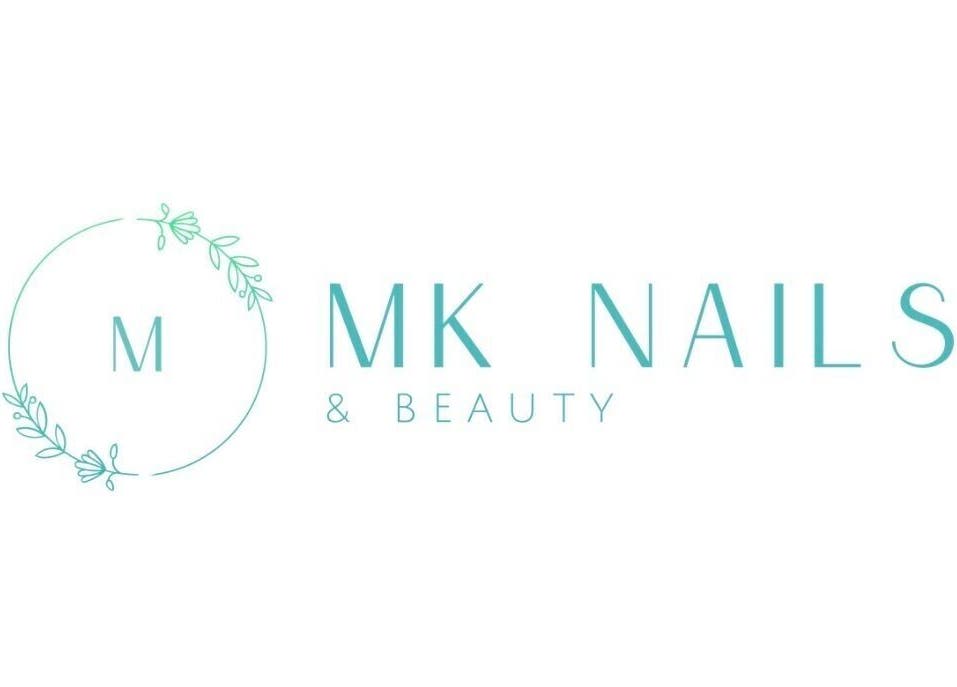 MK Nails & Beauty logo with floral design, located in Ballymoney, Northern Ireland, GB.