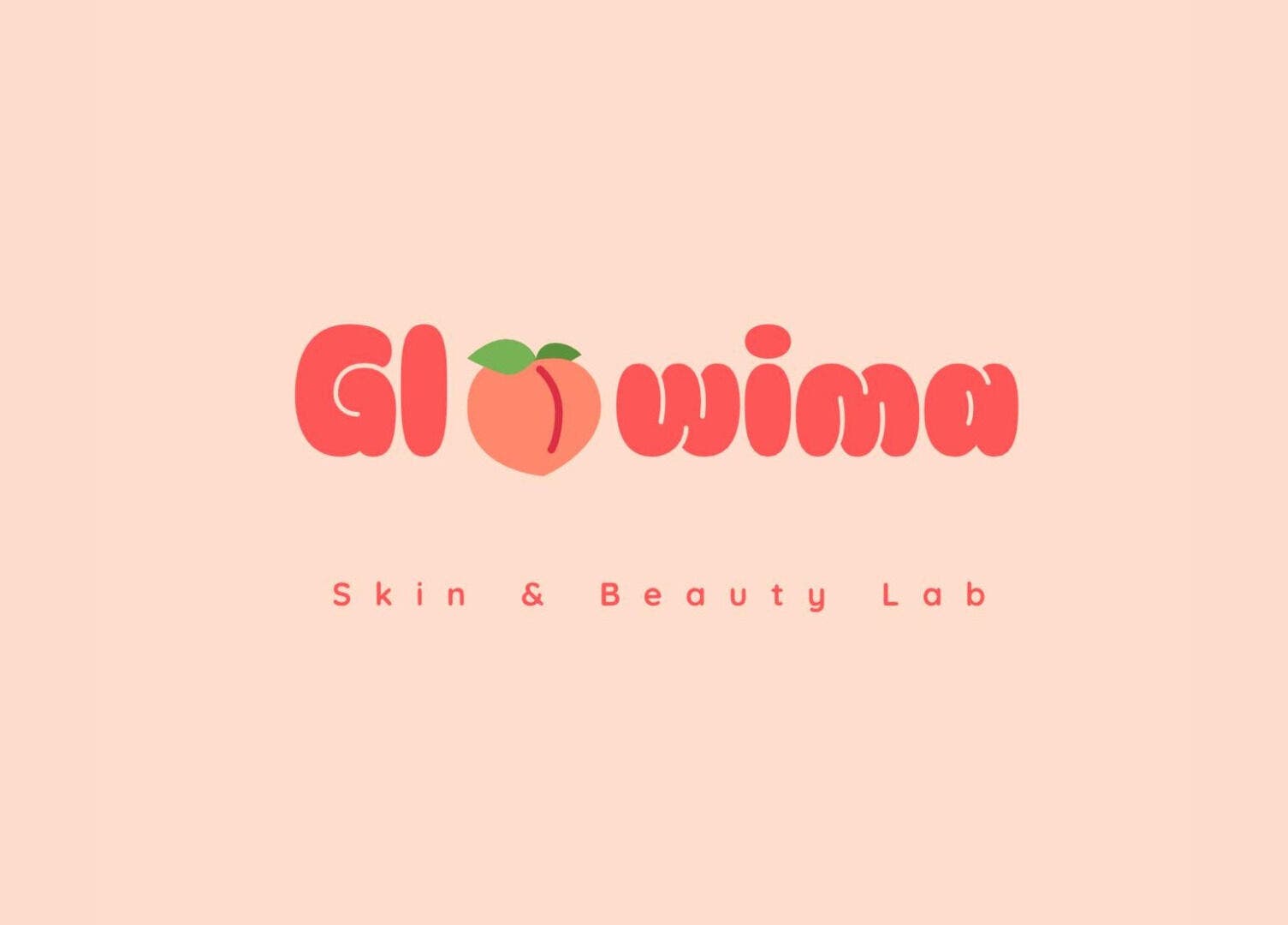 Logo de Glowima, centre de beauté à Mons, Région Wallonne, BE, sur fond pêche avec texte stylisé.