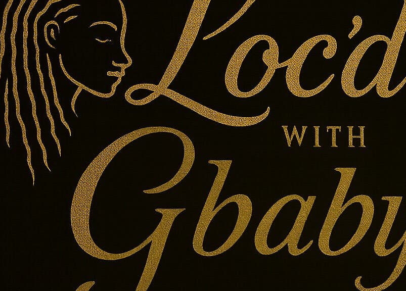 Elegant gold logo for Loc’d With GBaby in Conyers, Georgia, US, featuring a profile with locs.