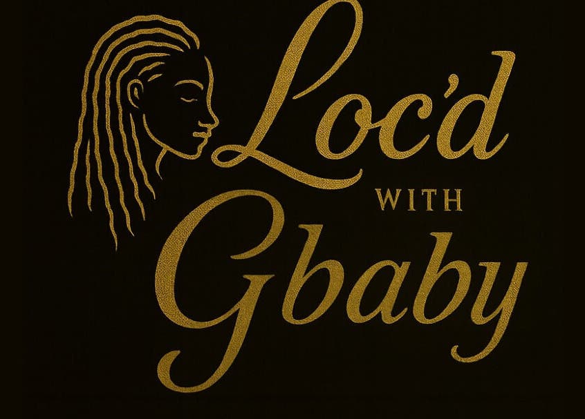 Gold logo of Loc’d With GBaby in Conyers, Georgia, US, showcasing elegant loc design.