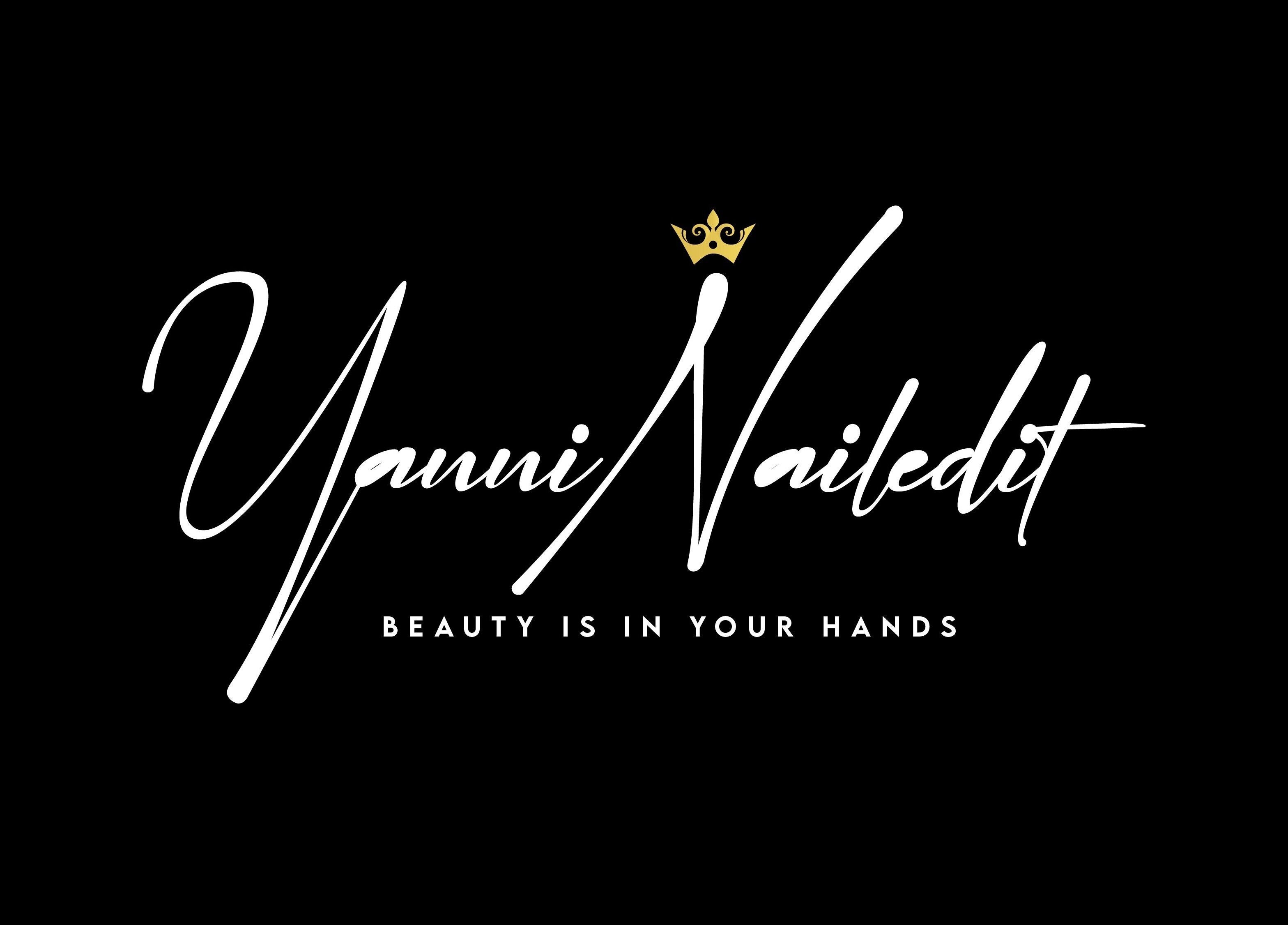 Stylish Yanninailedit logo with crown in London, England, GB.