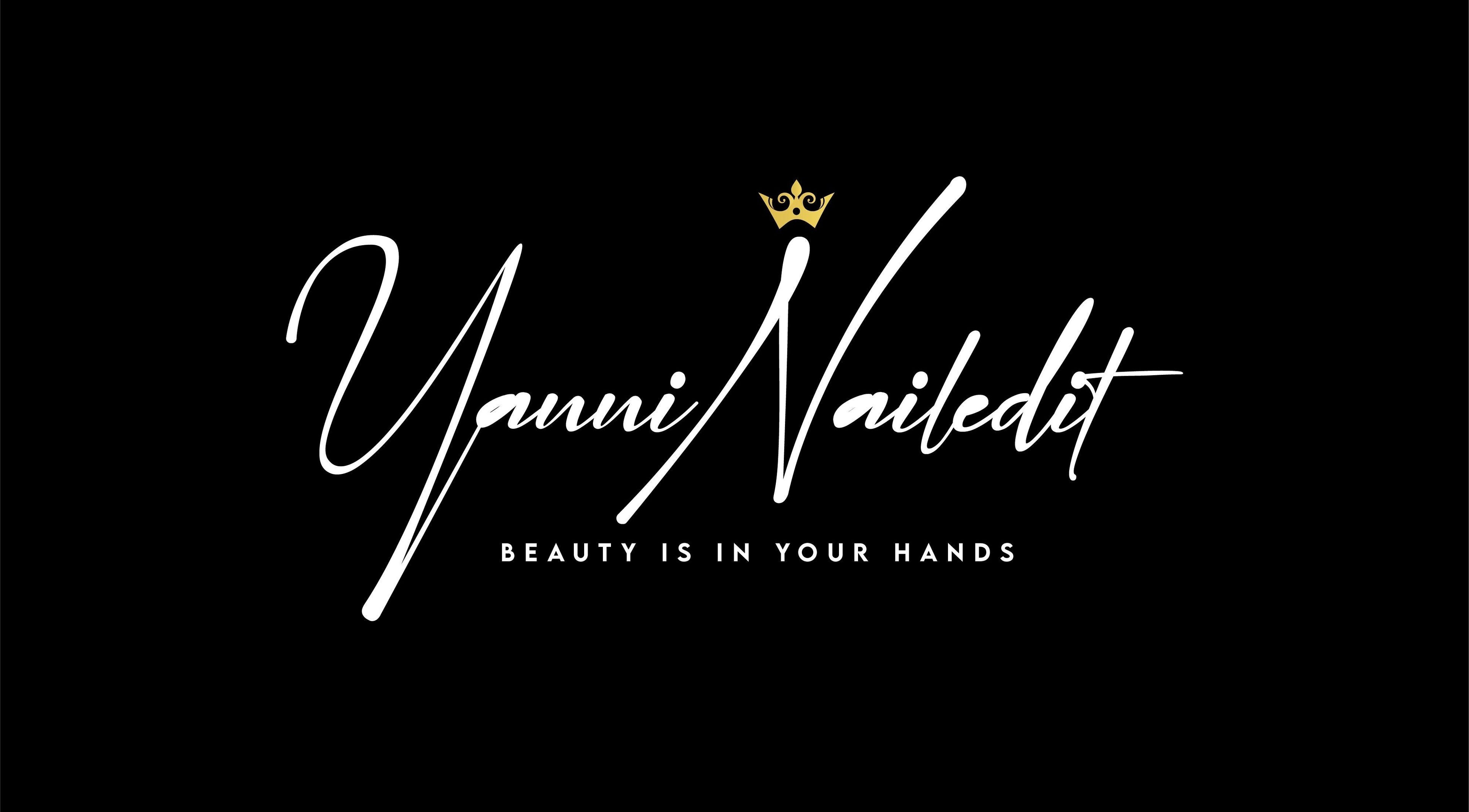 Stylish Yanninailedit logo with crown in London, England, GB.