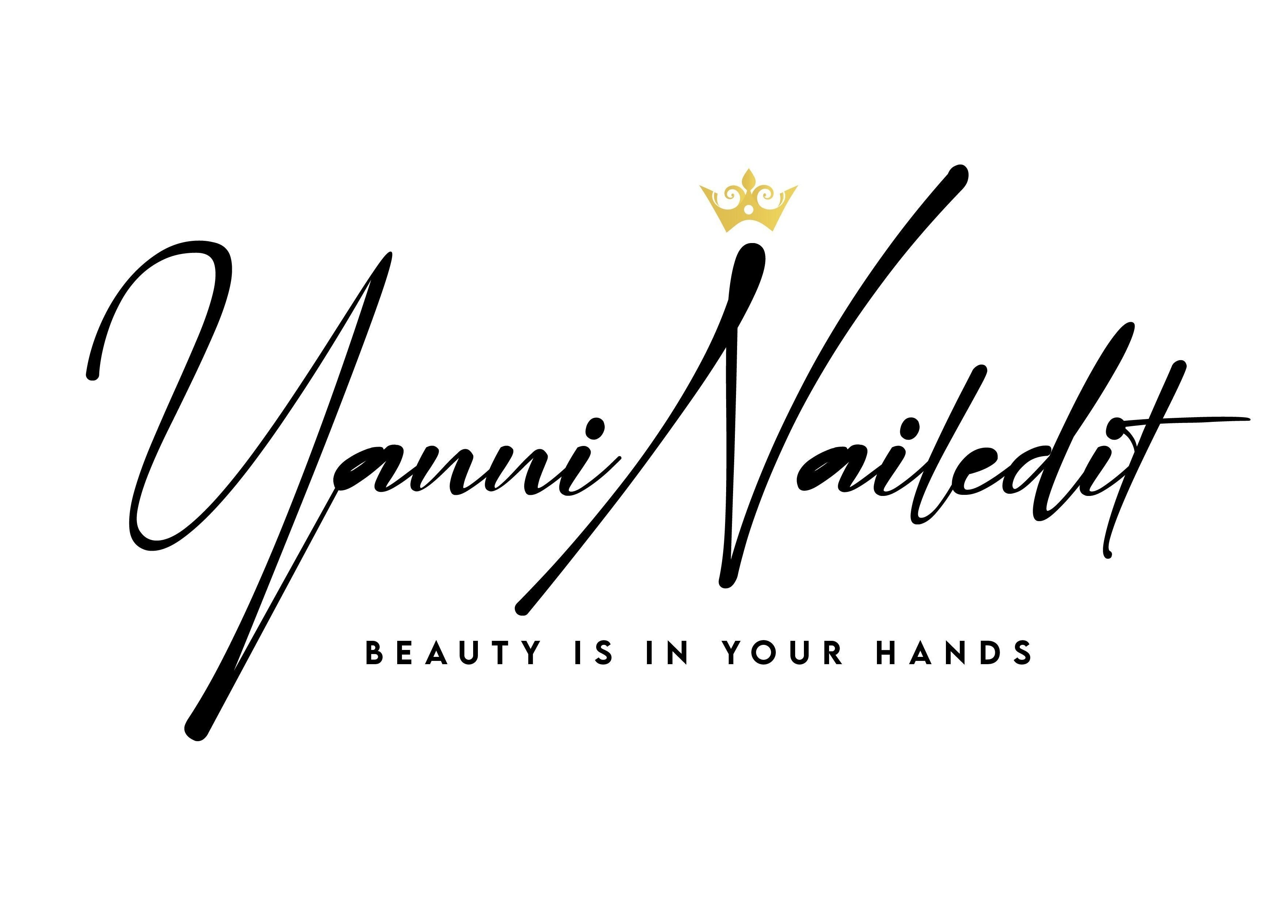 Yanninailedit logo with stylized text and crown, London, England, GB.